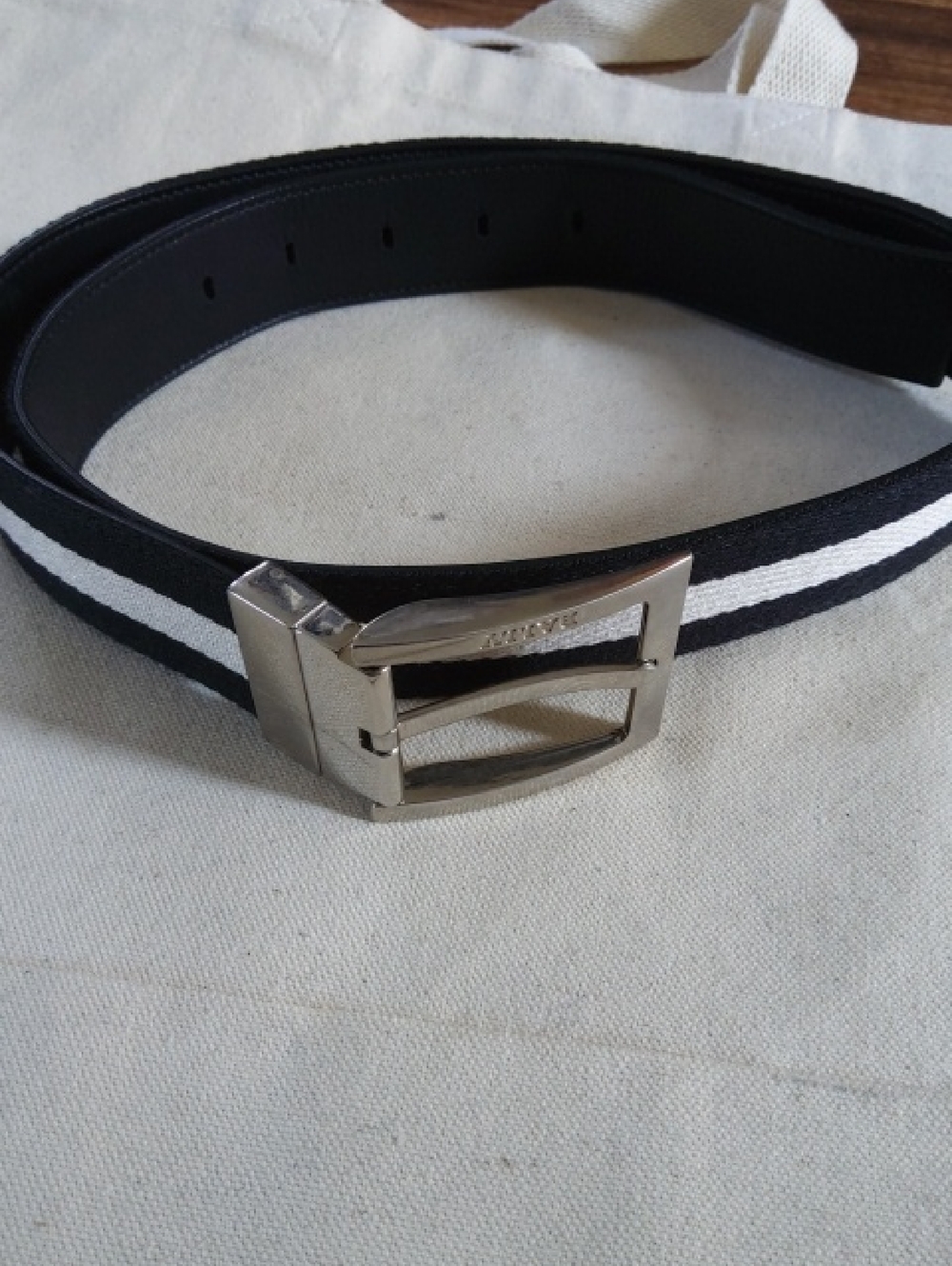 BALLY💥Nwot💥Reversible Black & White/Black Leather Men's Belt